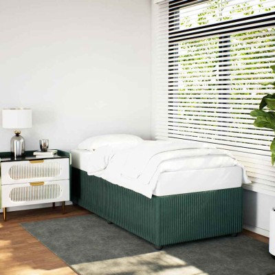 Estructura de cama sin colchón terciopelo verde oscuro 90x200cm