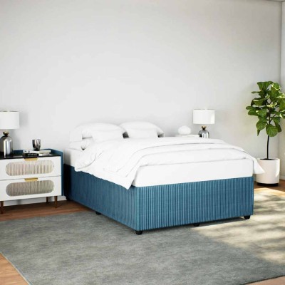 Estructura de cama de terciopelo azul 140x190 cm