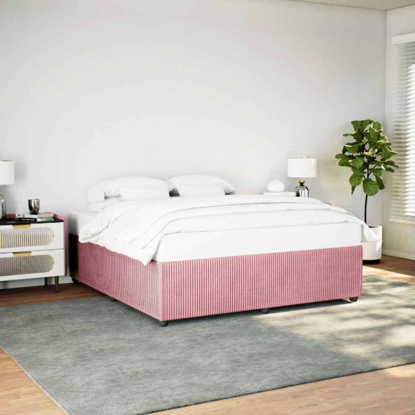 Estructura cama sin colchón terciopelo rosa 200x200 cm