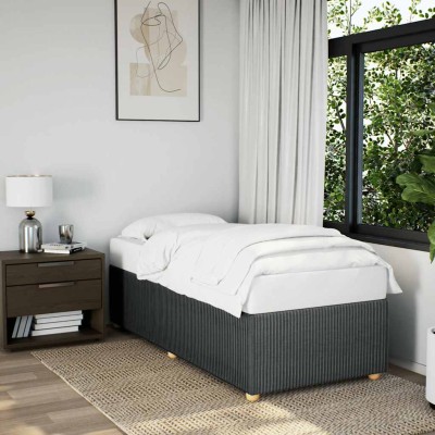 Estructura de cama individual tela gris oscuro