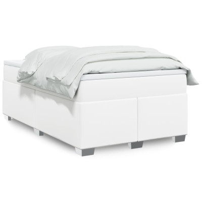 Cama box spring con colchón cuero sintético blanco 120x190 cm