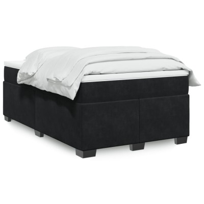 Cama box spring con colchón terciopelo negro 120x190 cm
