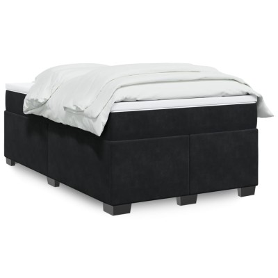 Cama box spring con colchón terciopelo negro 120x200 cm