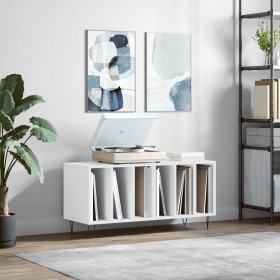 Mueble para discos madera contrachapada blanco 100x38x48 cm