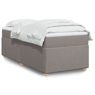 Cama box spring con colchón tela gris taupe 100x200 cm