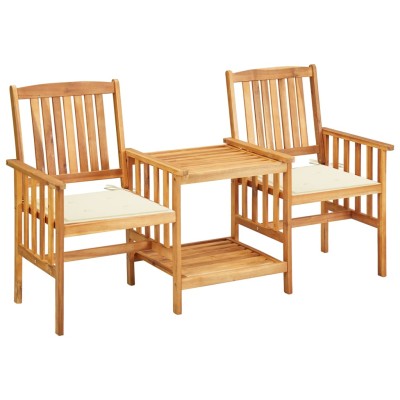 Sillas y mesa de té de jardín con cojines madera maciza acacia
