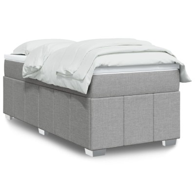 Cama box spring con colchón tela gris claro 90x190 cm