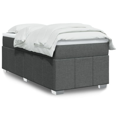 Cama box spring con colchón tela gris oscuro 90x190 cm