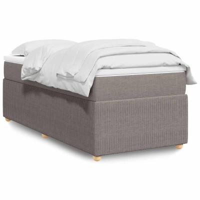 Cama box spring con colchón tela gris taupe 100x200 cm