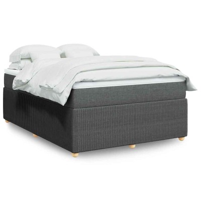 Cama box spring con colchón tela gris oscuro 160x200 cm