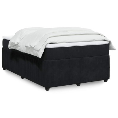 Cama box spring con colchón terciopelo negro 120x190 cm