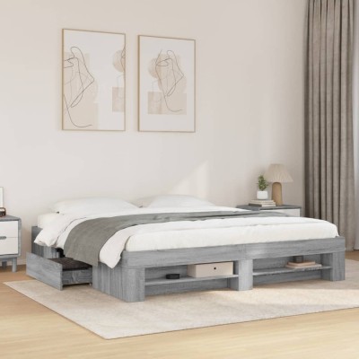 Estructura de cama sin colchón gris Sonoma 180x200 cm Estructura de cama sin colchón gris Sonoma 180x200 cm