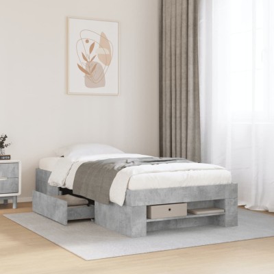 Estructura de cama madera de ingeniería gris hormigón 90x200cm