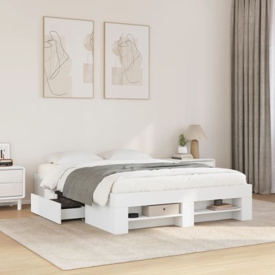 Estructura de cama madera de ingeniería blanca 140x190 cm