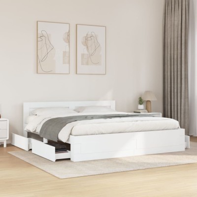 Estructura de cama con cabecero sin colchón blanco 180x200 cm