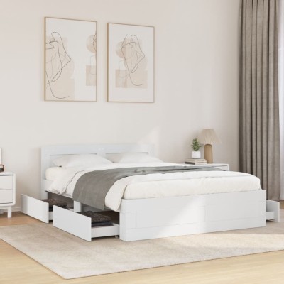 Estructura de cama con cabecero sin colchón blanco 120x200 cm