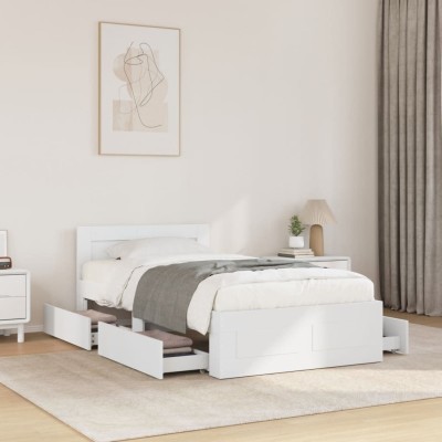 Estructura de cama con cabecero sin colchón blanco 100x200 cm