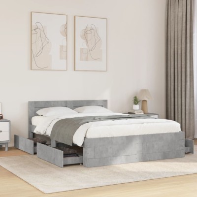 Cama con cabecero madera de ingeniería gris hormigón 120x190 cm