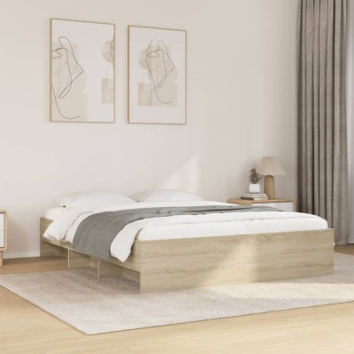 Estructura de cama sin colchón madera roble Sonoma 150x200 cm