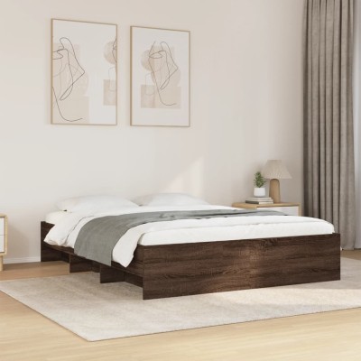 Estructura de cama sin colchón madera marrón roble 150x200 cm