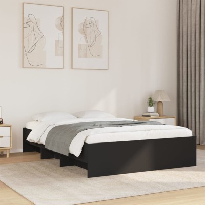 Estructura de cama madera de ingeniería negra 140x200 cm