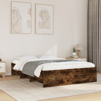 Estructura de cama sin colchón madera roble ahumado 120x200 cm