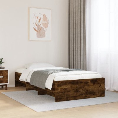 Estructura de cama sin colchón madera roble ahumado 100x200 cm