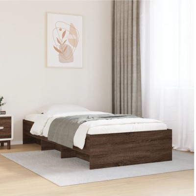 Estructura de cama sin colchón madera marrón roble 90x200 cm