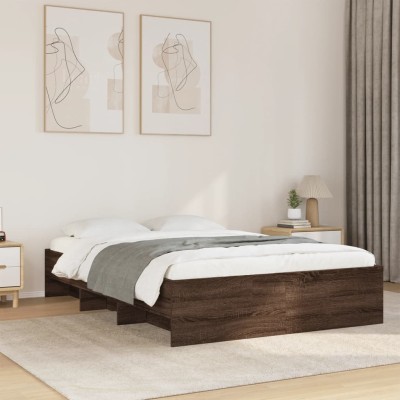 Estructura de cama sin colchón madera marrón roble 120x190 cm