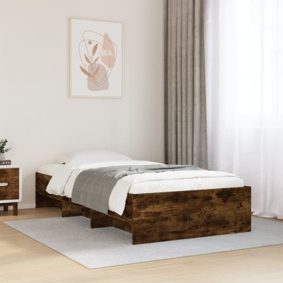 Estructura de cama sin colchón madera roble ahumado 90x190 cm