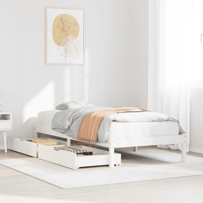 Estructura de cama sin colchón madera maciza blanca 75x190 cm