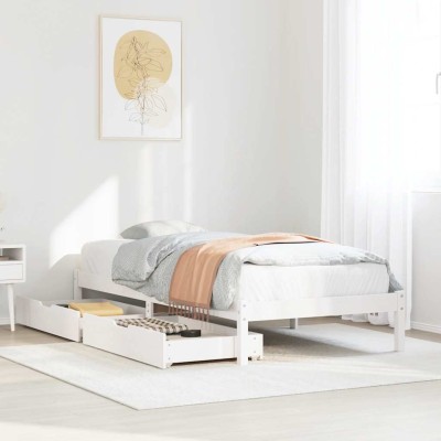 Estructura de cama sin colchón madera de pino blanca 90x200 cm