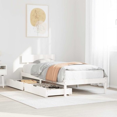 Estructura cama sin colchón madera maciza pino blanca 100x200cm