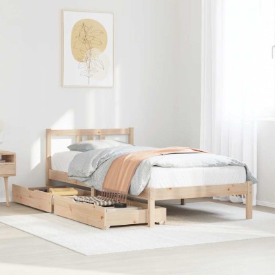 Estructura de cama sin colchón madera maciza de pino 90x190 cm