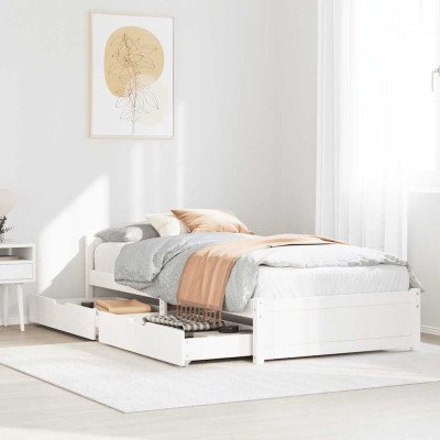 Estructura de cama sin colchón madera maciza blanca 90x190 cm