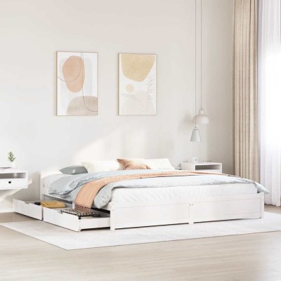 Estructura de cama sin colchón madera maciza de pino 160x200 cm