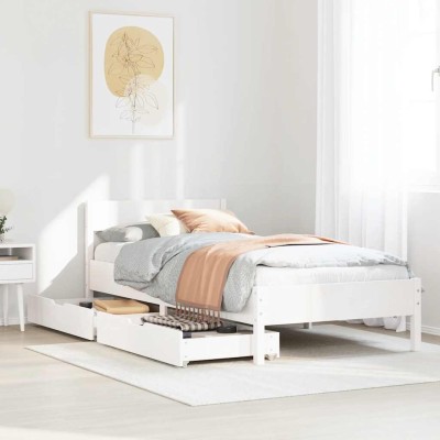 Estructura de cama sin colchón madera de pino blanca 90x200 cm