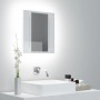 Armario espejo de baño LED acrílico blanco brillo 40x12x45 cm