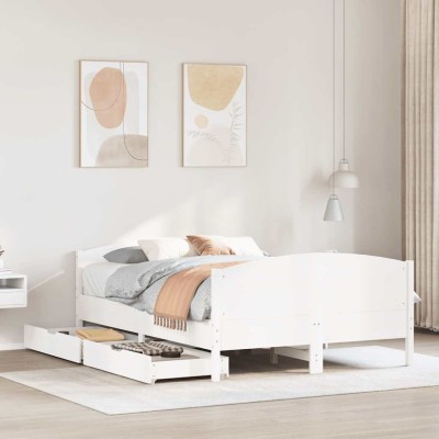 Estructura de cama sin colchón madera de pino blanca 120x200 cm