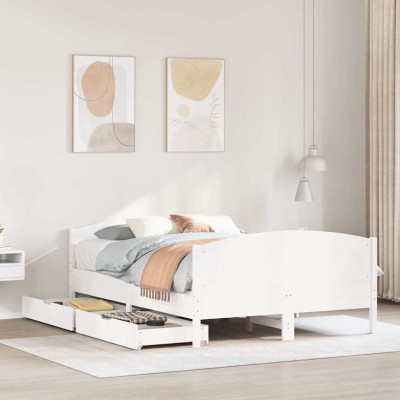 Estructura de cama sin colchón madera de pino blanco 135x190 cm