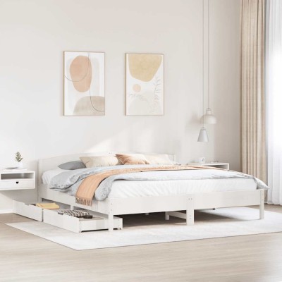 Estructura de cama sin colchón madera maciza blanca 200x200 cm