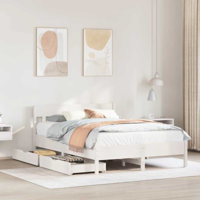 Estructura de cama sin colchón madera de pino blanca 120x200 cm