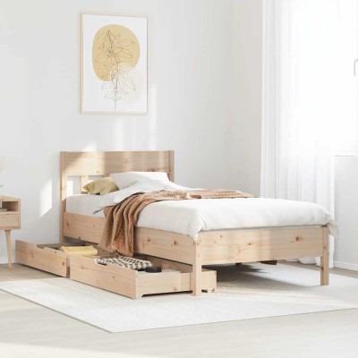 Estructura de cama sin colchón madera maciza de pino 90x190 cm