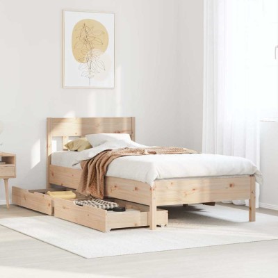 Estructura de cama sin colchón madera maciza pino 75x190 cm