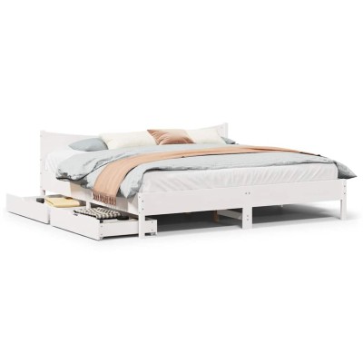 Estructura de cama con cajones madera maciza de pino 200x200 cm