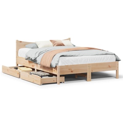 Estructura de cama con cajones madera maciza pino 120x190 cm