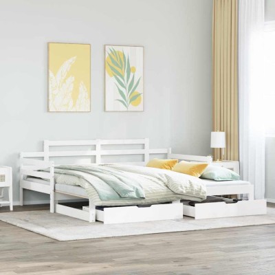 Sofá cama nido con cajones sin colchón blanco 90x200 cm