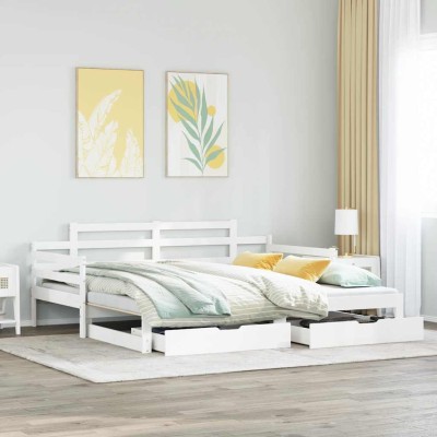 Sofá cama nido con cajones sin colchón blanco 80x200 cm