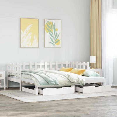 Sofá cama nido con cajones sin colchón blanco 90x190 cm