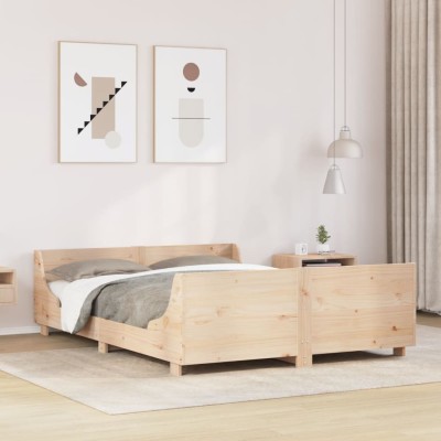 Estructura de cama sin colchón madera maciza de pino 160x200 cm